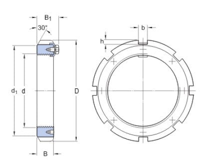 SKF HM 3044 écrou de sécurité avec insert de verrouillage