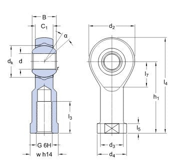 SKF SIKB 10 F/VZ019 tête articulée, filetage intérieur droit, acier/PTFE FRP